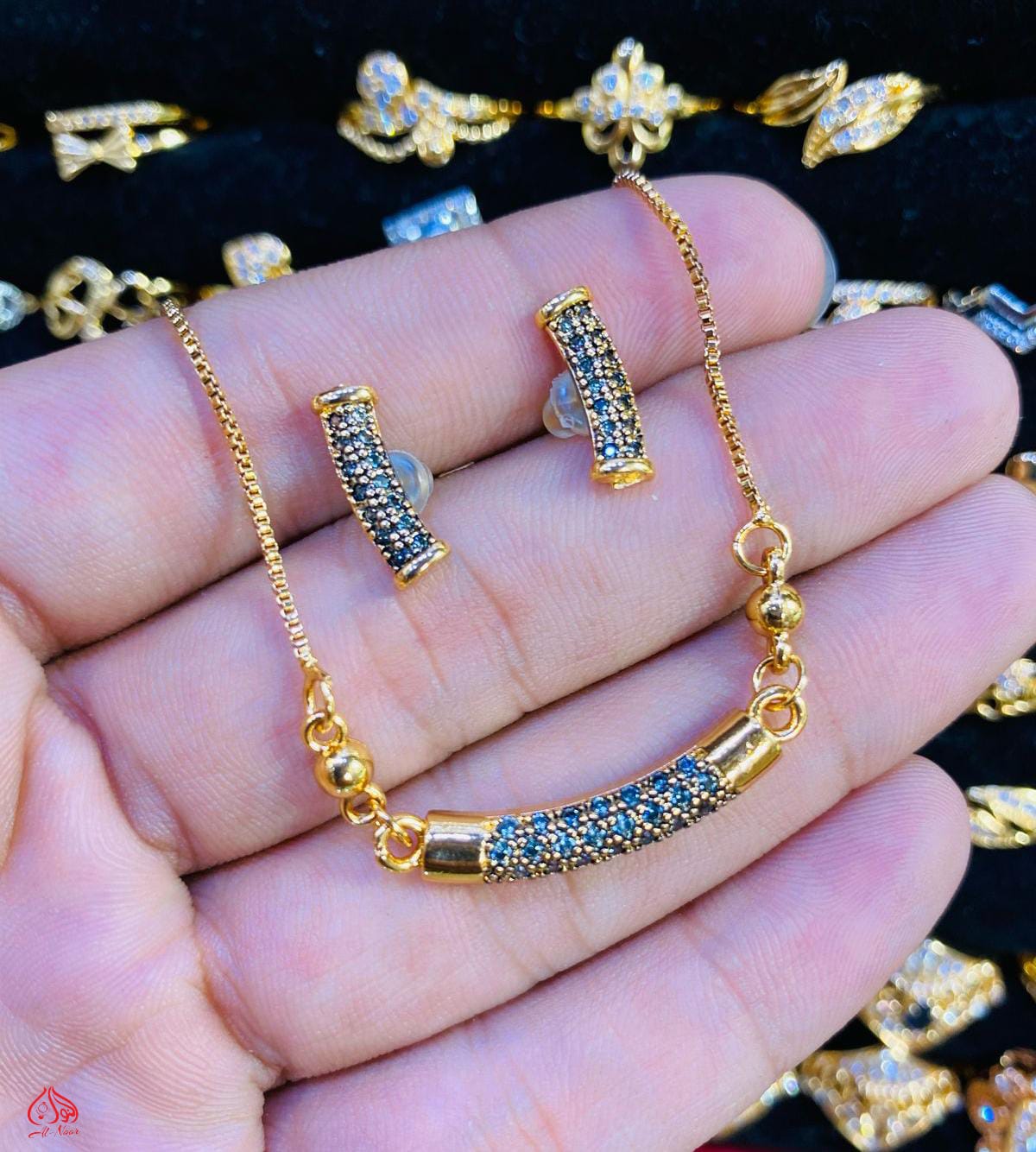 Indian Zarcon Gold Plated Locket Set