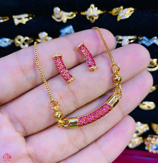 Indian Zarcon Gold Plated Locket Set